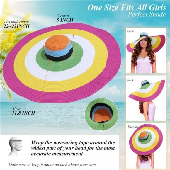 Women\'s Oversized Sun Straw Ha UPF 50+ Floppy Wide Brim Summer Hat
